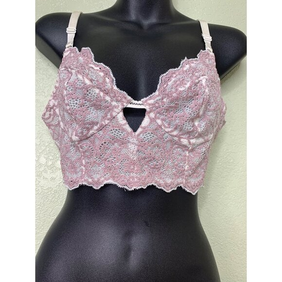 Free People Pink & White Lace Adjustable Bralette Lingerie Top Size Medium - Picture 4 of 11